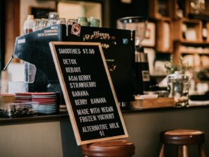 Nati Cafe menu board