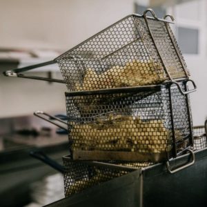 Chips in the fryer basket