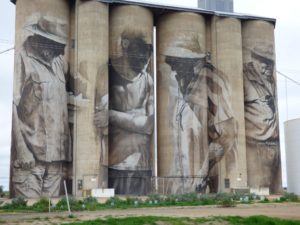 Guido van Helten’s iconic Brim mural was the first silo artwork to appear in Victoria